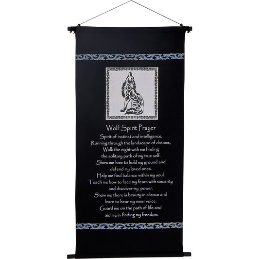 Banner - Cotton Wolf spirit prayer - 15″X32″