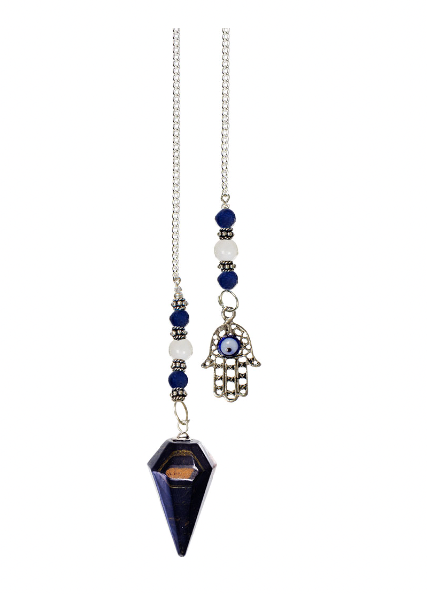Pendulum - gemstone/blue tiger eye fatima hand
