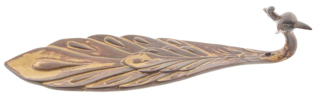 Ceramic Incense Holder Peacock Terra cotta 9"