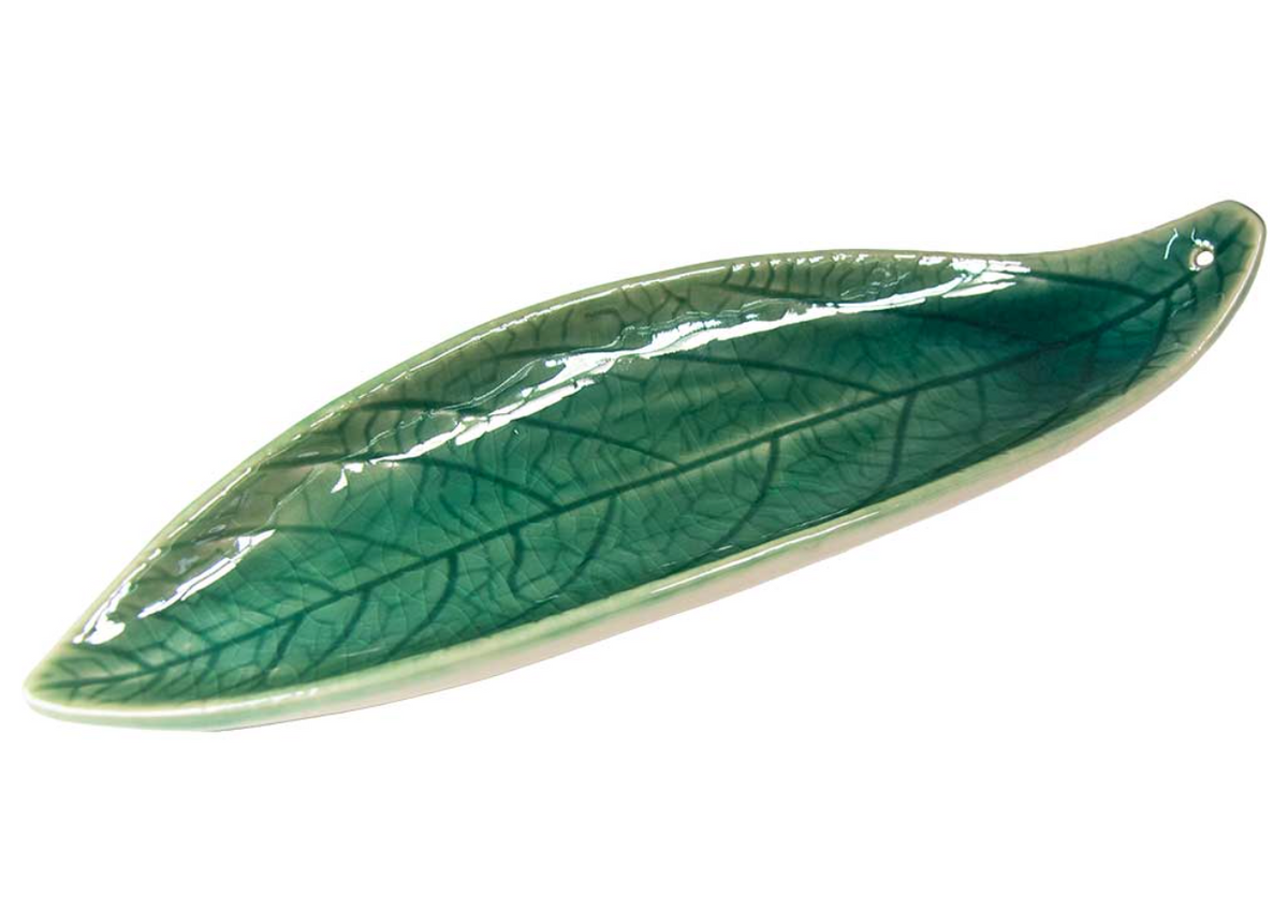 Incense burner ceramic leaf 8.25″L