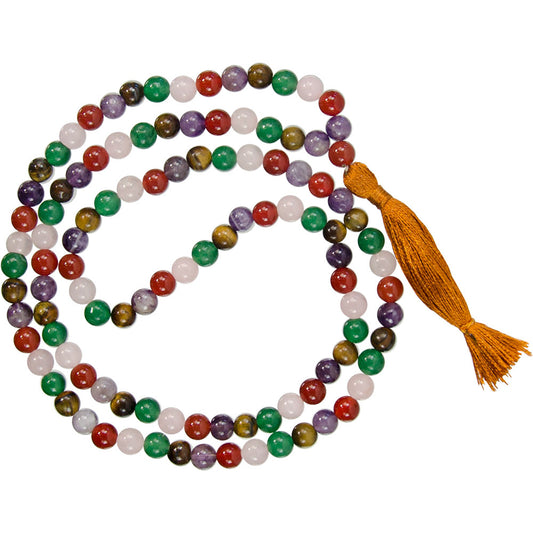 MALA-8MM BEADS/MIXED AGATES-34″ / MALA-BILLES 8MM/AGATES MIXTES-34″