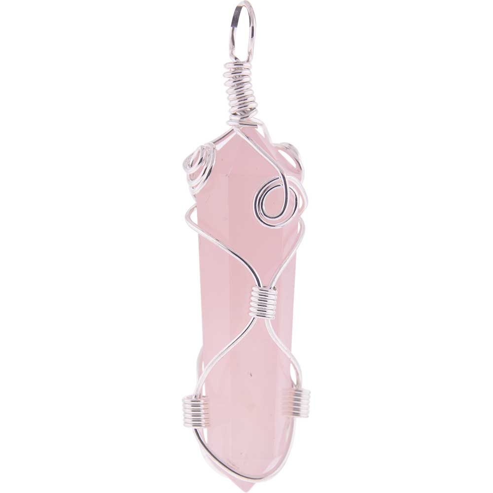 Pendant wire wrapped point - Rose Quartz 2"