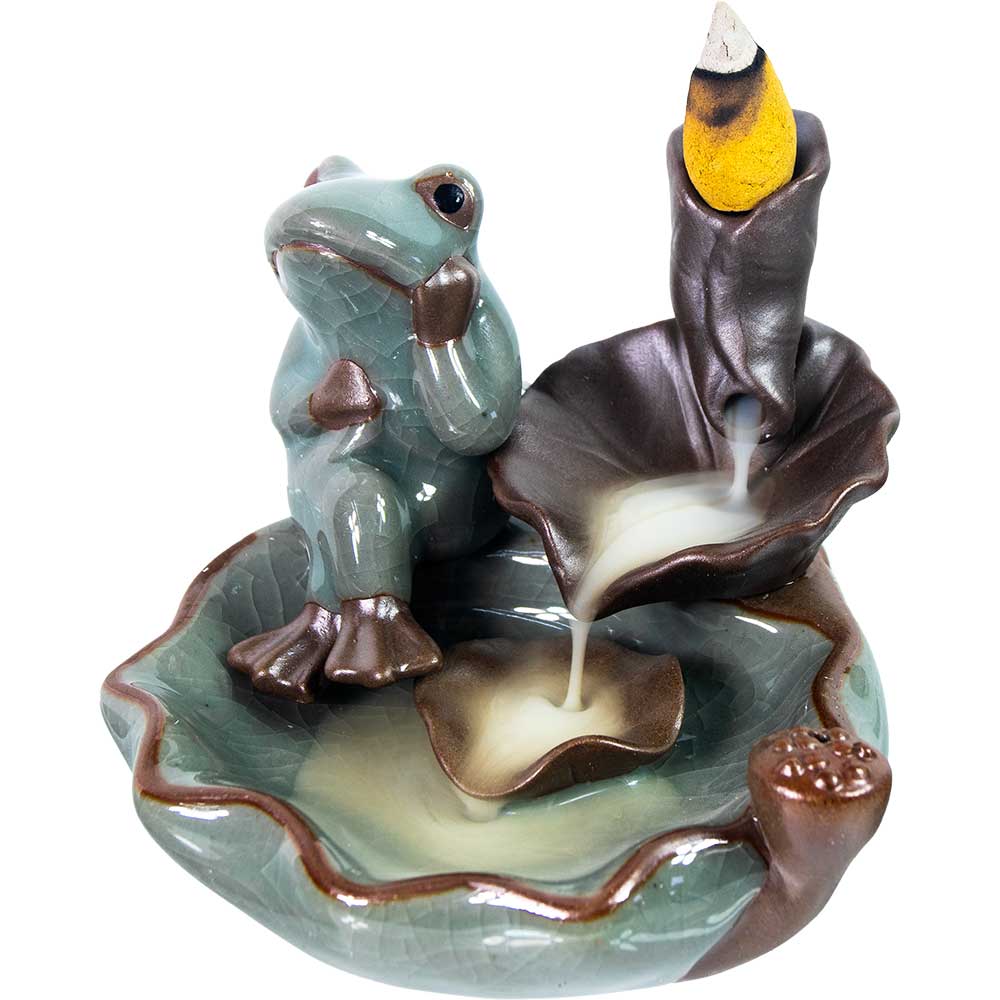 Backflow Incense Burner - Frog on Lotus