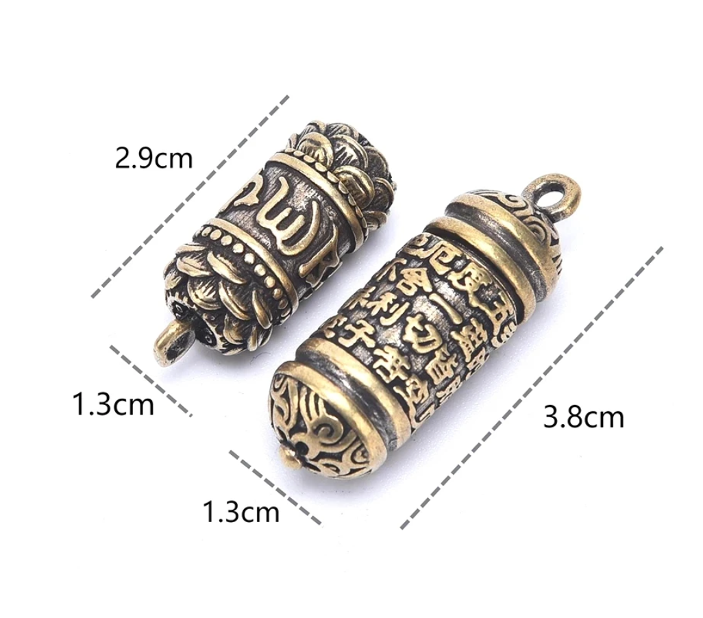 Assorted Pendant  Hollow Brass Buddha Bottle Sutra Cylinder