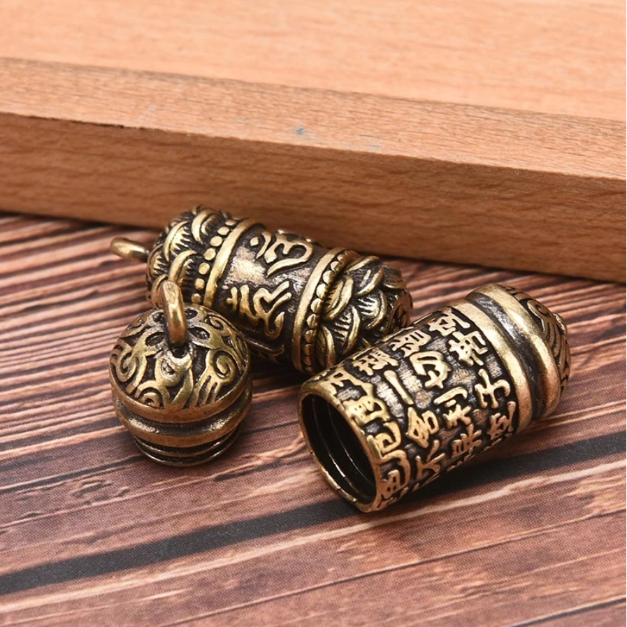 Assorted Pendant  Hollow Brass Buddha Bottle Sutra Cylinder