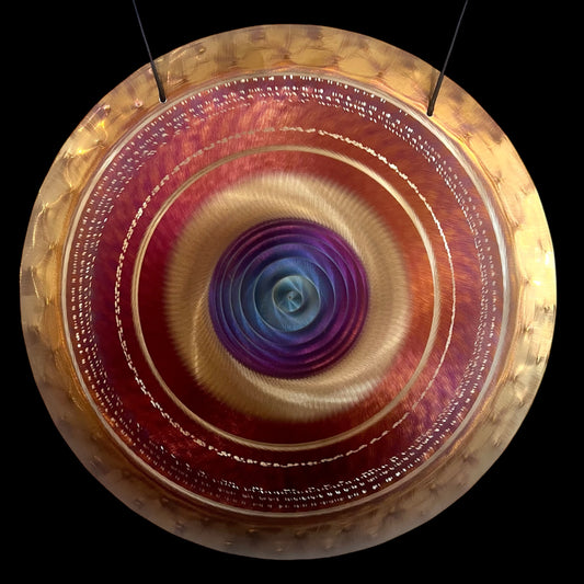 19" / 48 cm - handheld gong - cobalt blue rose - Grotta Sonora