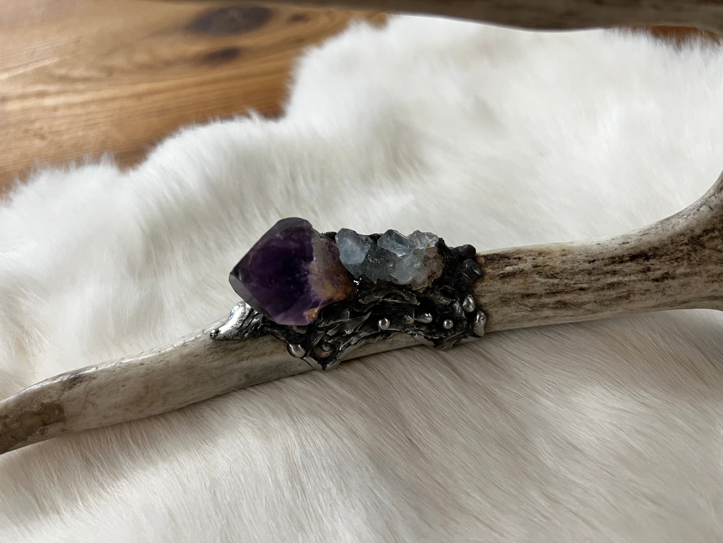 Abalone Shell, Full Deer Antler - Candle Quartz - Smudge Bowl