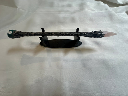 Dragon Heart Crystal Wand with Stand - Rose Quartz and Chryscolla # 1
