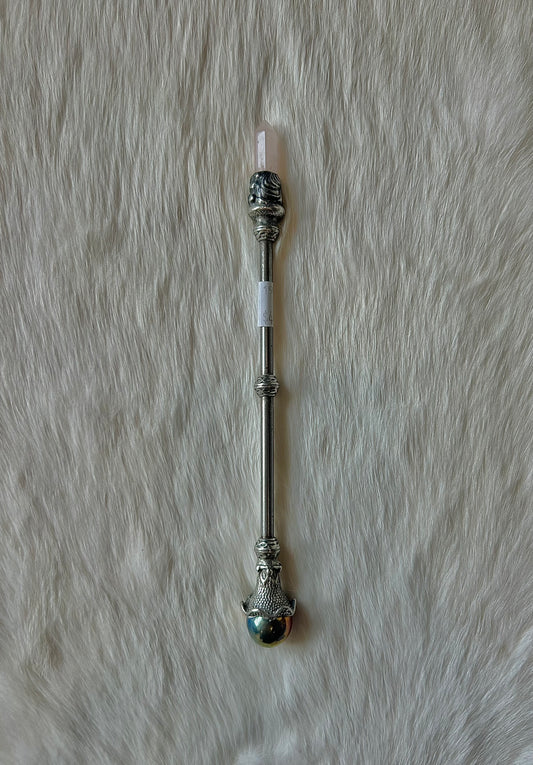 Faery Magic Wand - Rose Quartz / Titanium Aura #36