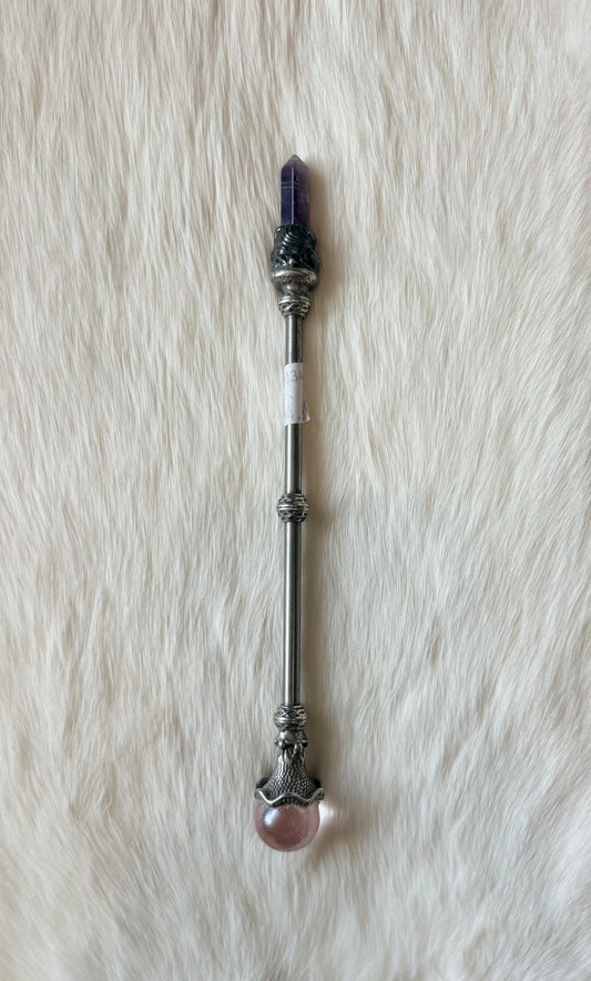 Faery Magic Wand - Chevron Amethyst / Rose Aura #24