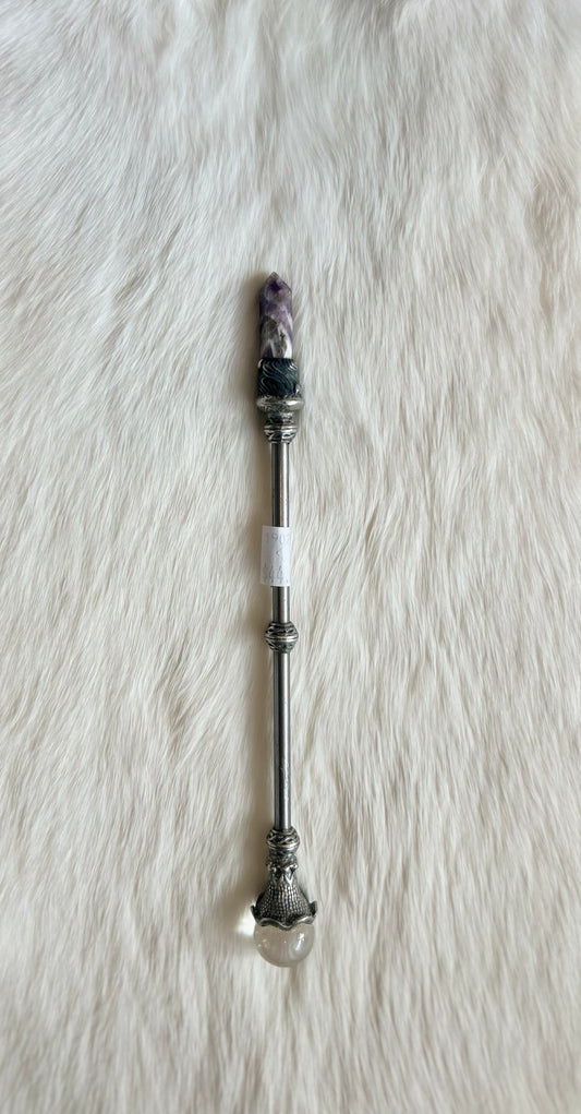 Faery Magic Wand -Clear Quartz/ Chevron Amethyst #15