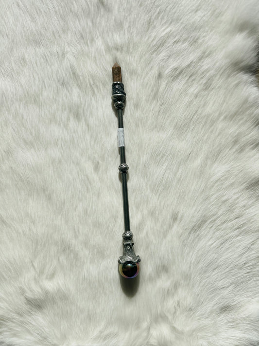 Faery Magic Wand - Tigers eye / Titanium aura #7