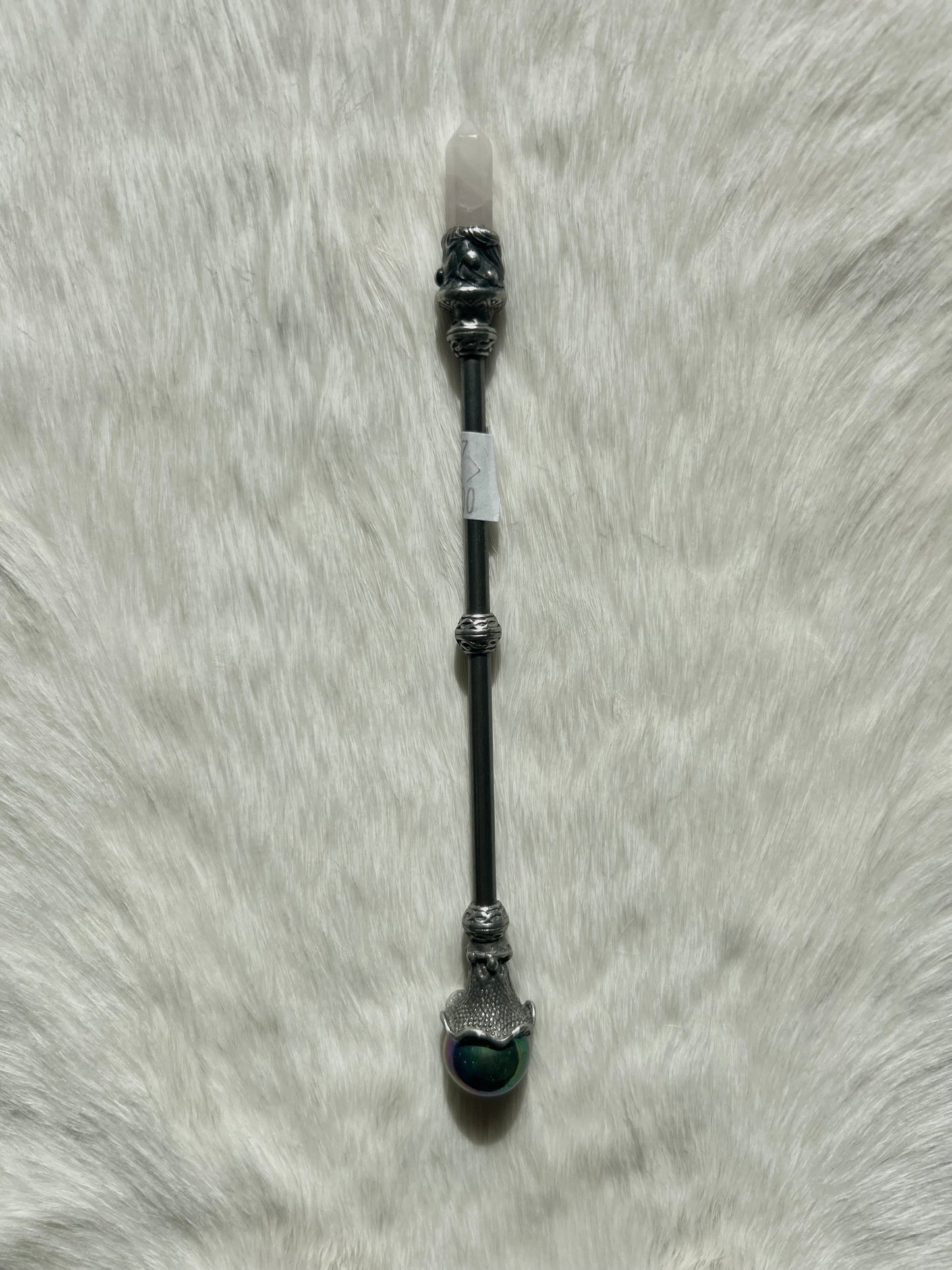 Faery Magic Wand - Rose Quartz / Titanium Aura #37