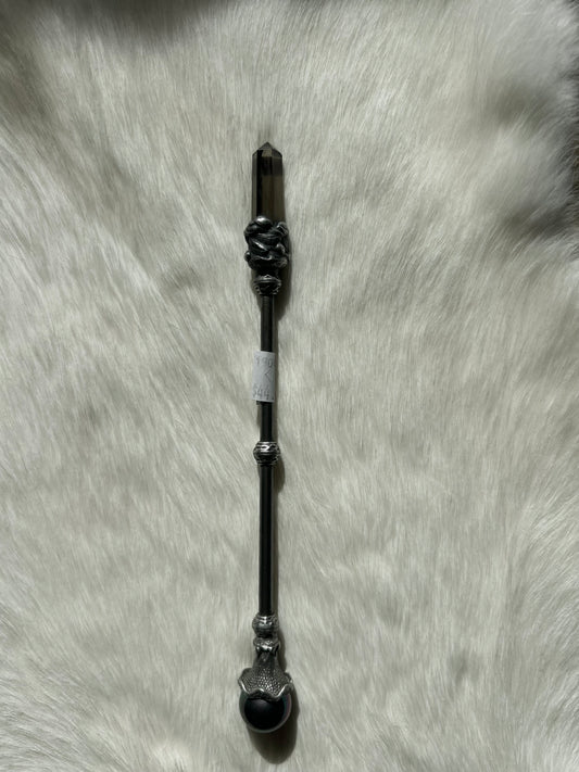 Faery Magic Wand - Smokey Quartz / Titanium Aura #34