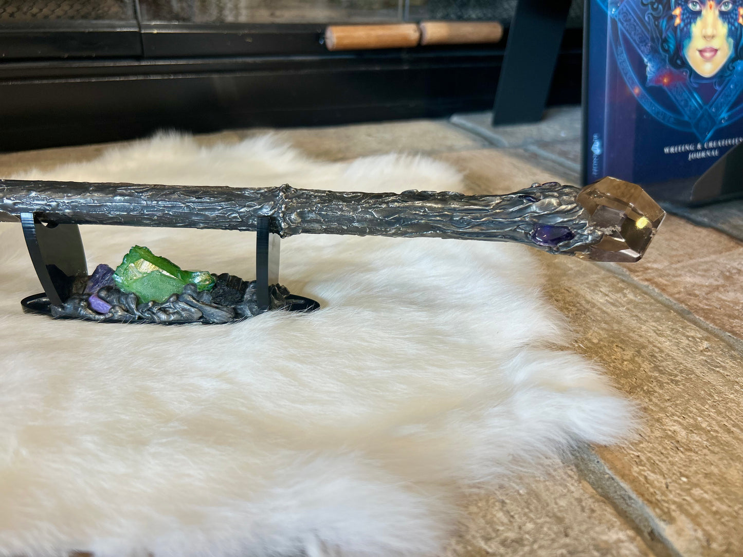 Magical Empowerment Wand with Stand - Labradorite, Smokey Quartz & Green Aventurine # 1