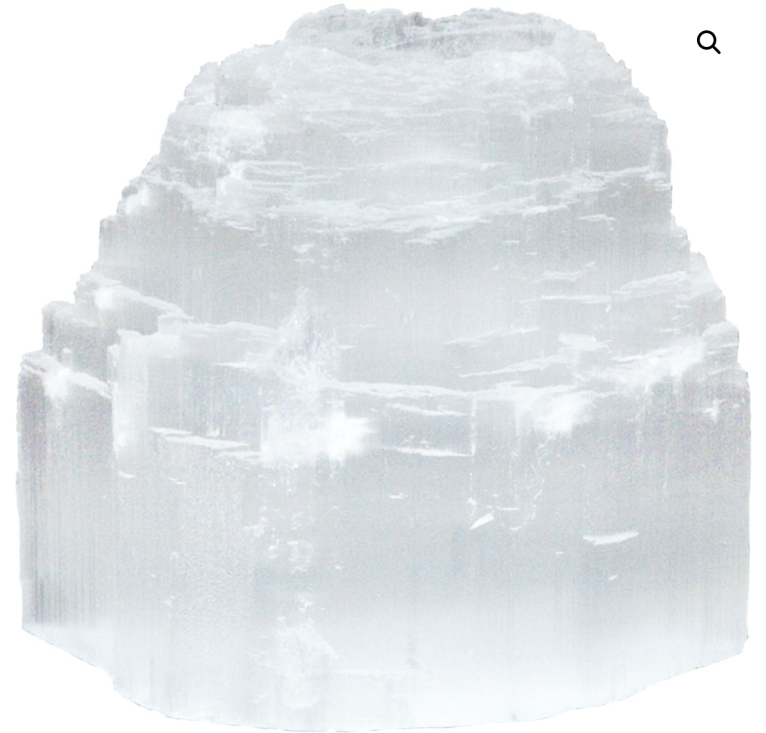 Selenite-iceberg T-Lite holder 3″
