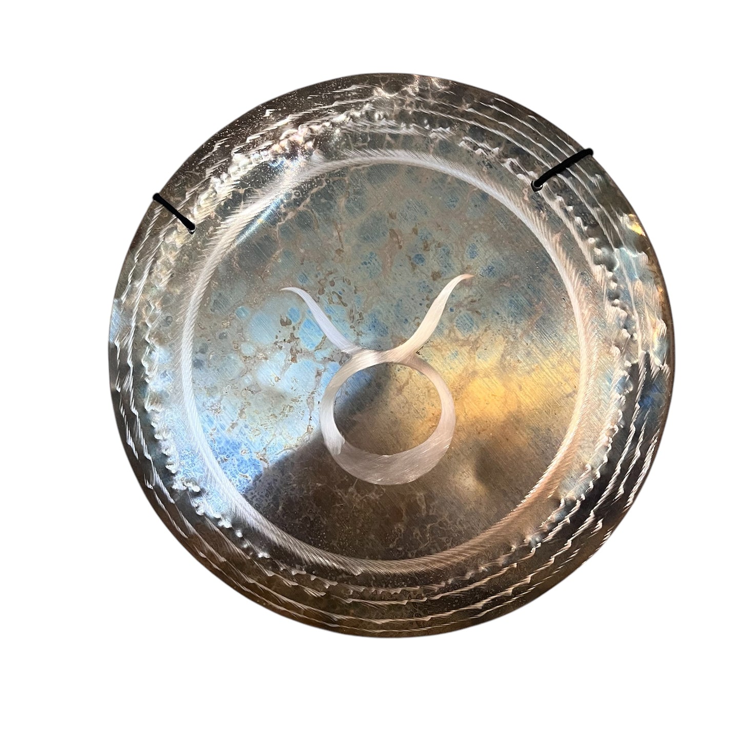 15” / 40 cm Nickel Silver Taurus Zodiac sign Handheld Gong - Grotta Sonora