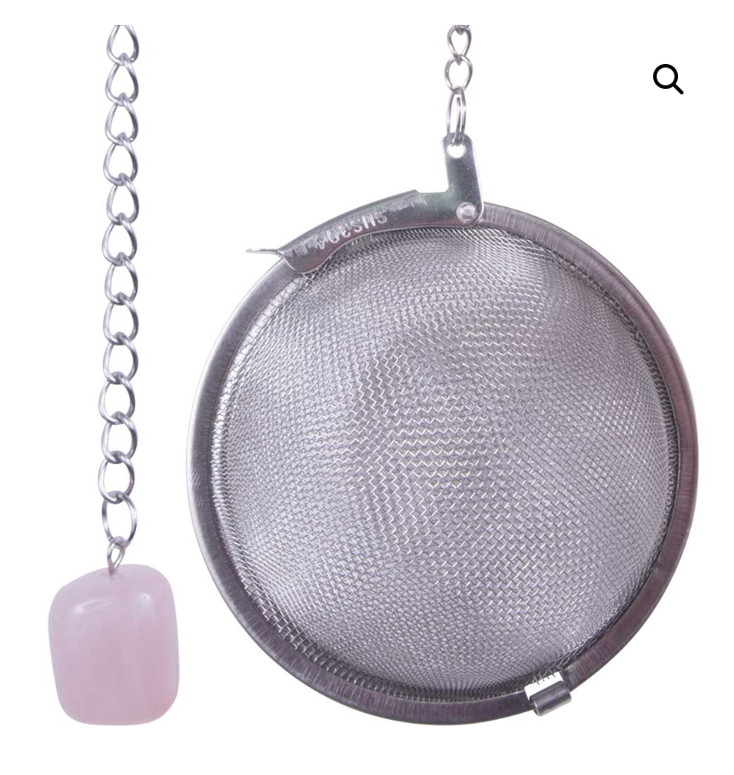 Tea Infuser - Stainless Steel - Rose Quartz 2"