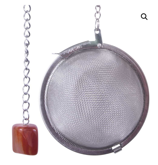 Tea Infuser - Stainless Steel - Carnelian 2"