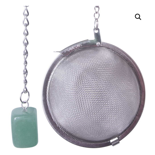 Tea Infuser - Stainless Steel - Green Aventurine 2"