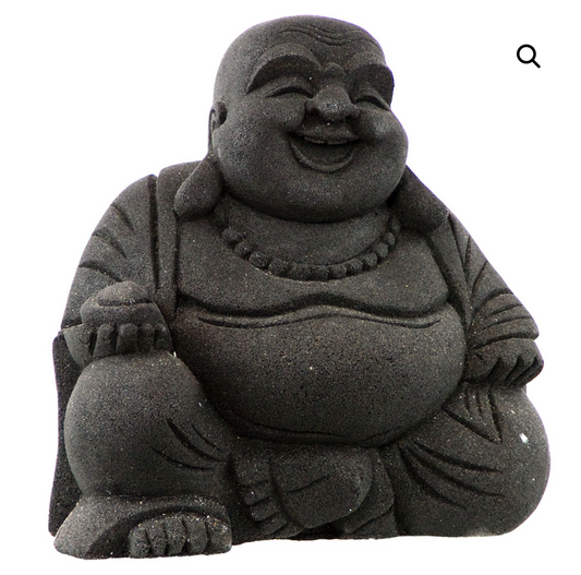 VOLCANIC STONE STATUE - HAPPY BUDDHA 8.5″