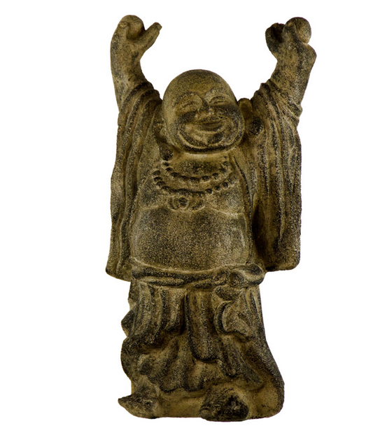 VOLCANIC STONE STATUE - STANDING HAPPY BUDDHA 9.5″