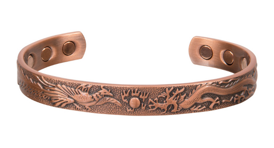 PHOENIX & DRAGON COPPER BRACELET - MAGNETIC - ANTIQUE