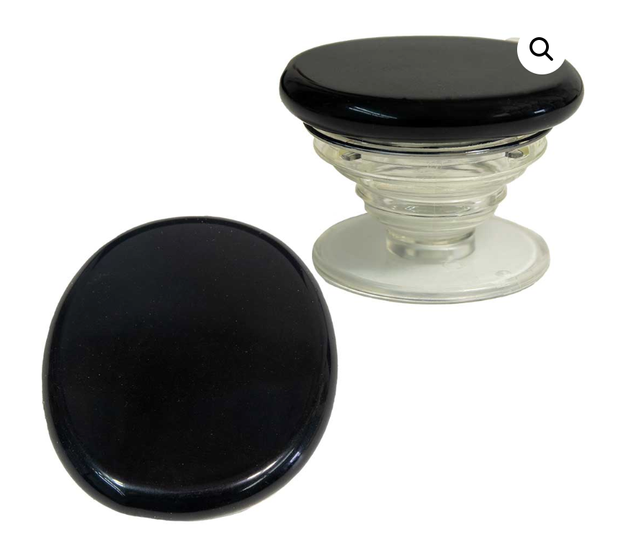 CELL PHONE GRIP HOLDER - BLACK OBSIDIAN PALM STONE 2″X 1"