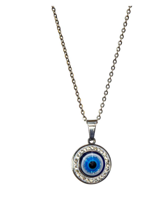 EVIL EYE PROTECTION NECKLACE  EVIL EYE W/GEMS 5/8″DIA