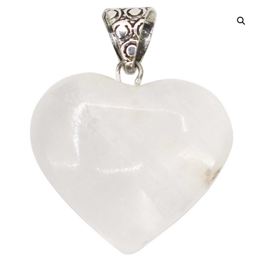 Selenite Satin Heart Pendant