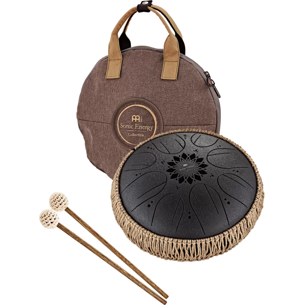 Octave Steel Tongue Drums 10" Medium Octave Steel Tongue Drum, B Minor, 8 Notes, 432 Hz, Black - MOSTD1BK