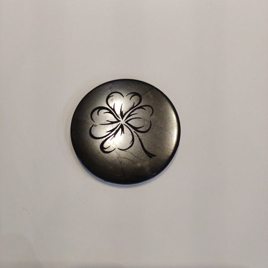 Shungite - Circular Sticker (for Cell) - Four Leaf Clover