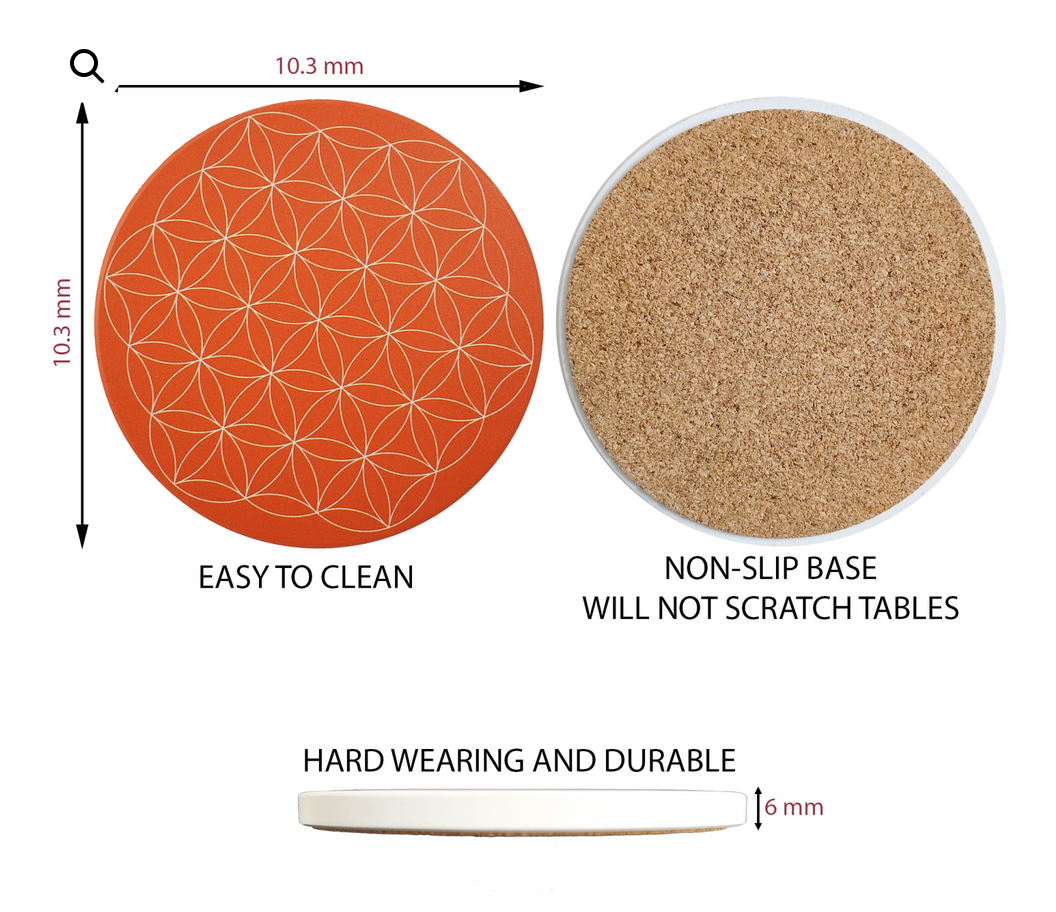 Sacred Mindz - Box Flower of Life Ceramic Coasters