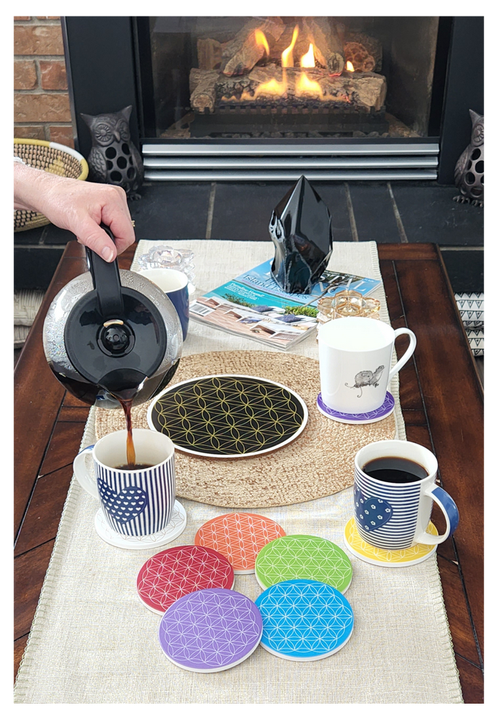 Sacred Mindz - Box Flower of Life Ceramic Coasters