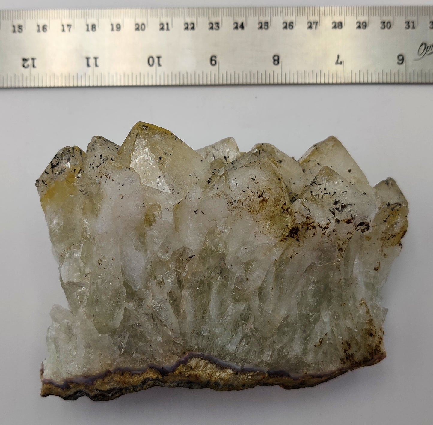 Prasiolite (Green Amethyst)  & Citrine cluster