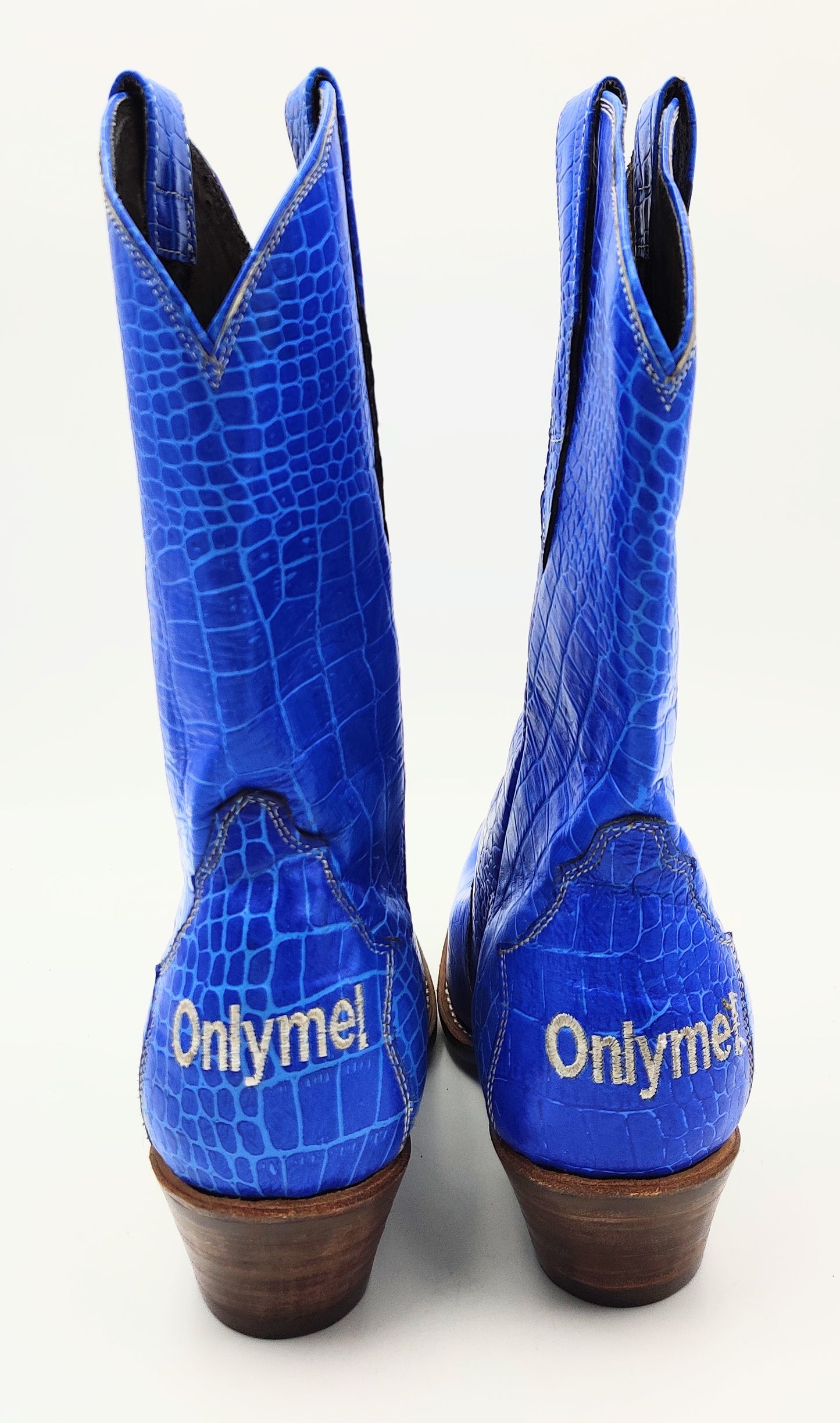 Ladies Crystal Cowgirl Boots, Blue - 12 inches Heel to ToeTip