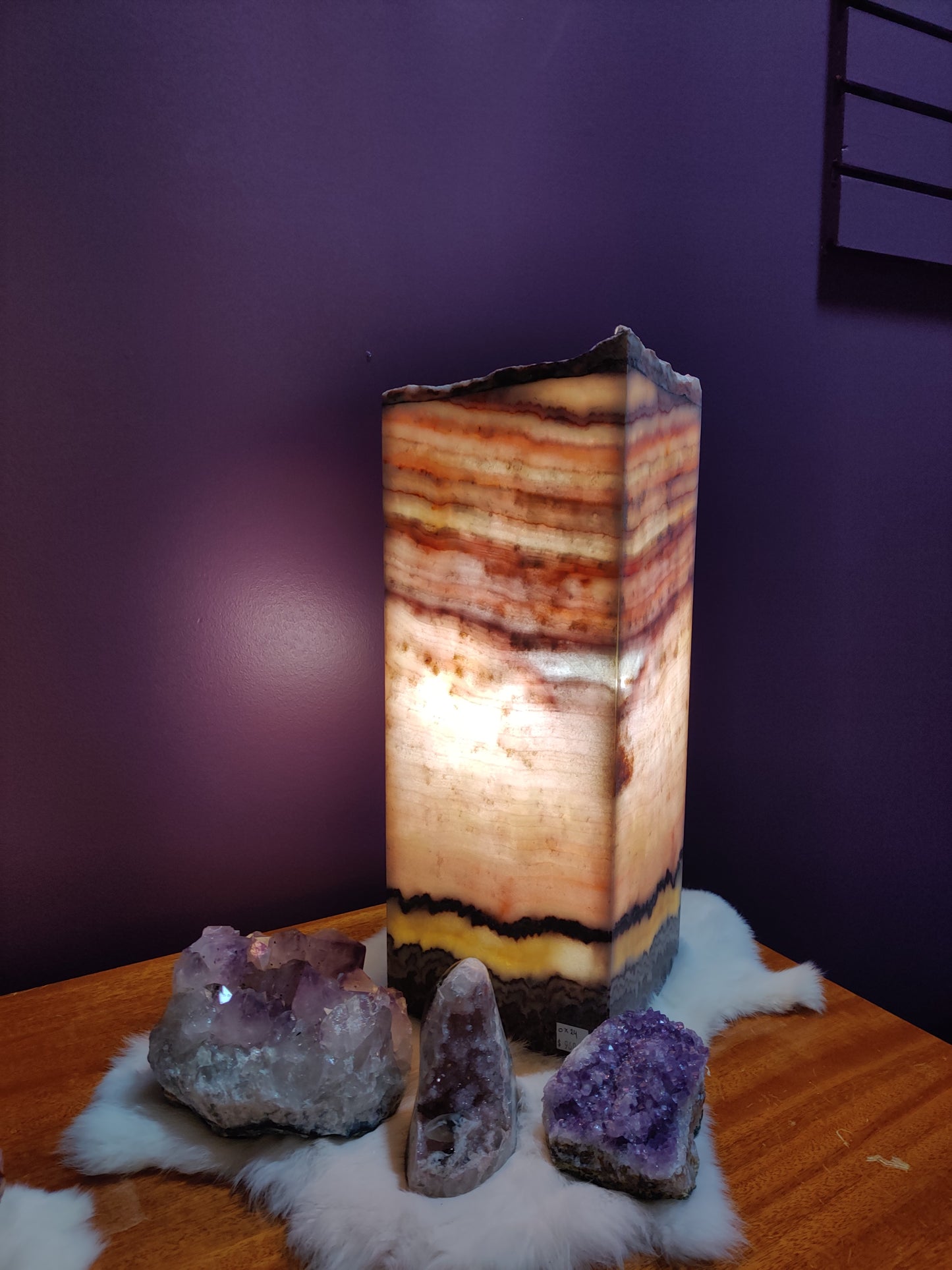 Onyx Rectangular Lamp with Rough Edge - Large