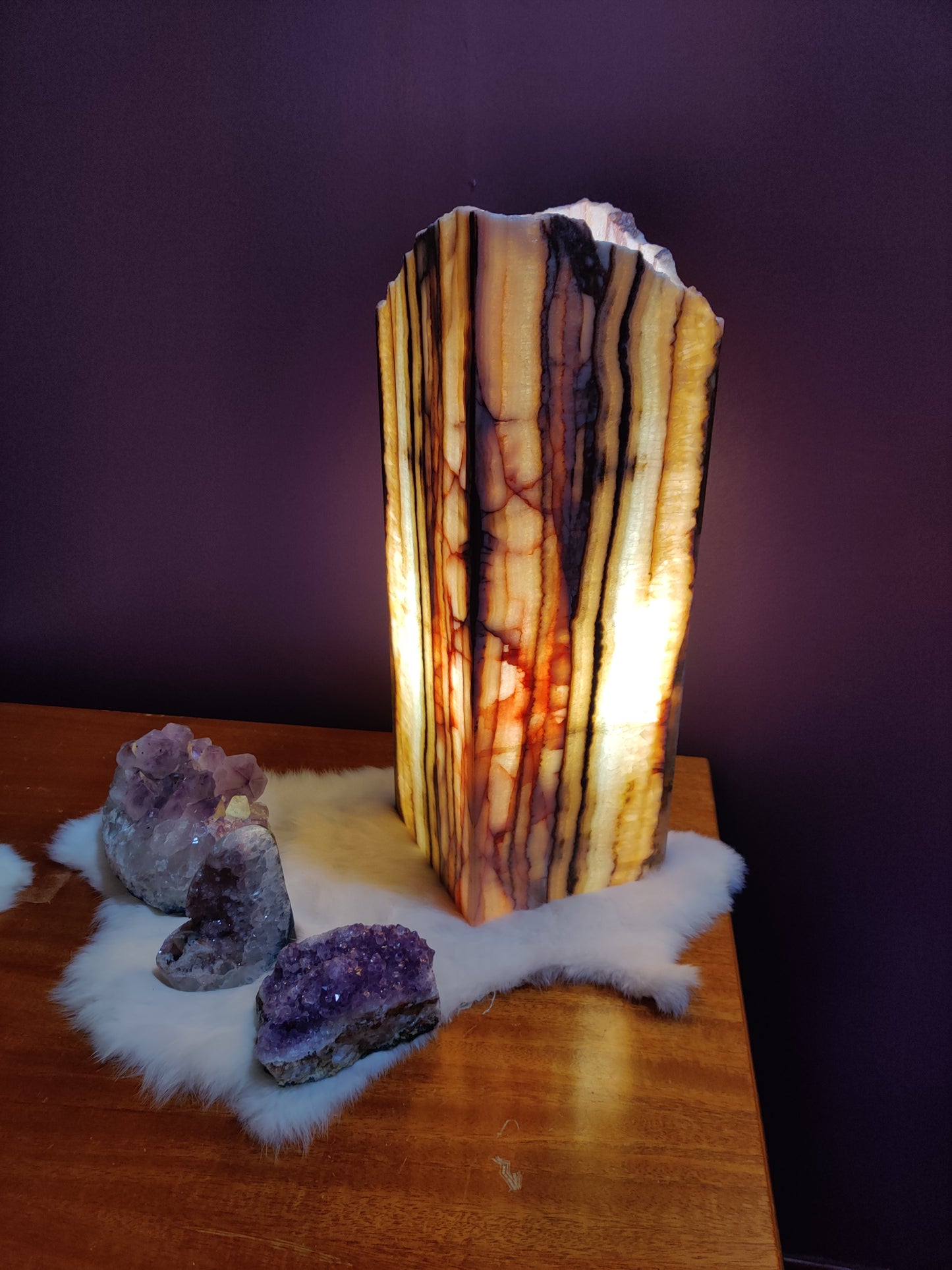 Onyx Rectangular Lamp with Rough Edge - Large