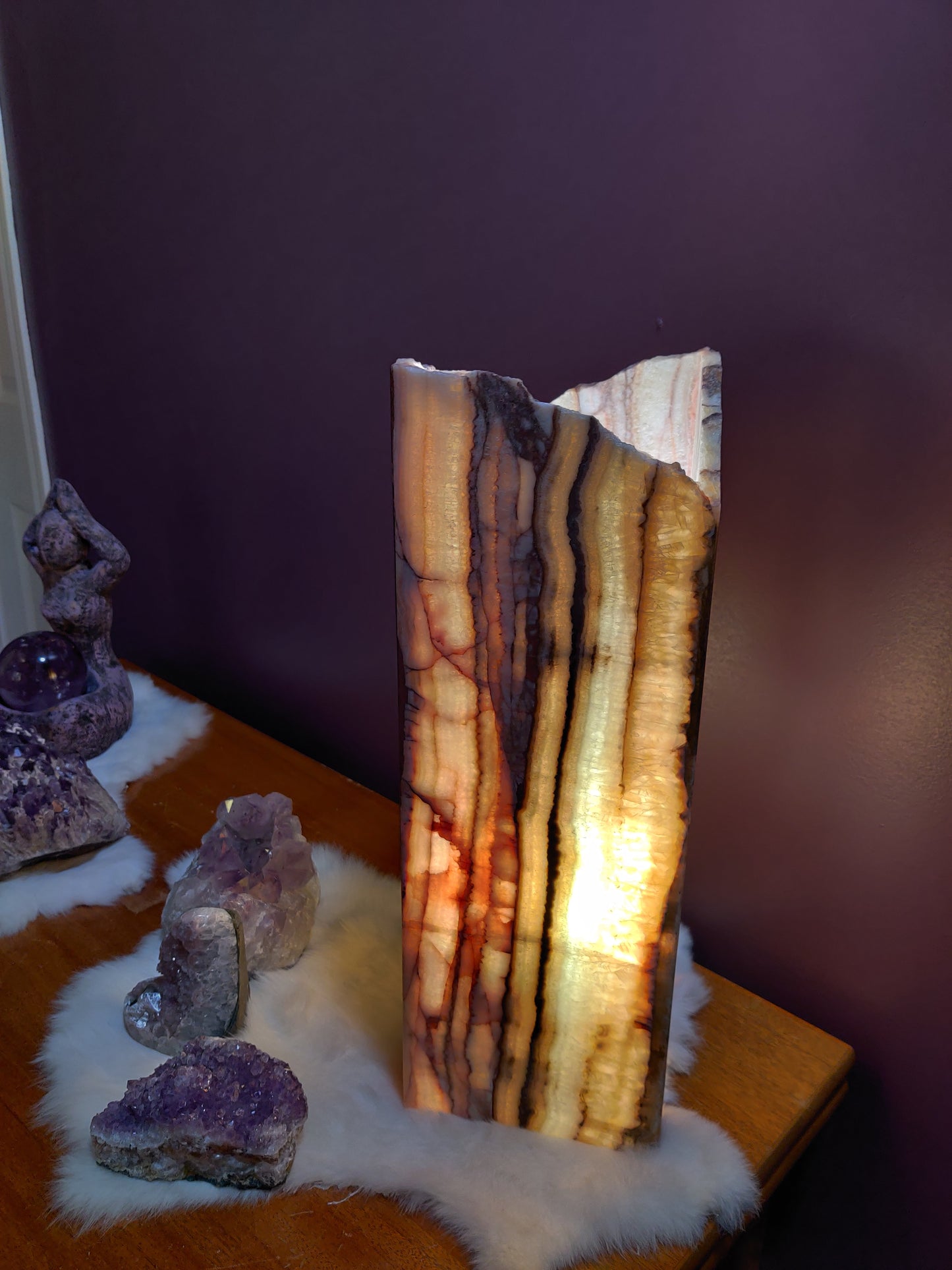 Onyx Rectangular Lamp with Rough Edge - Large