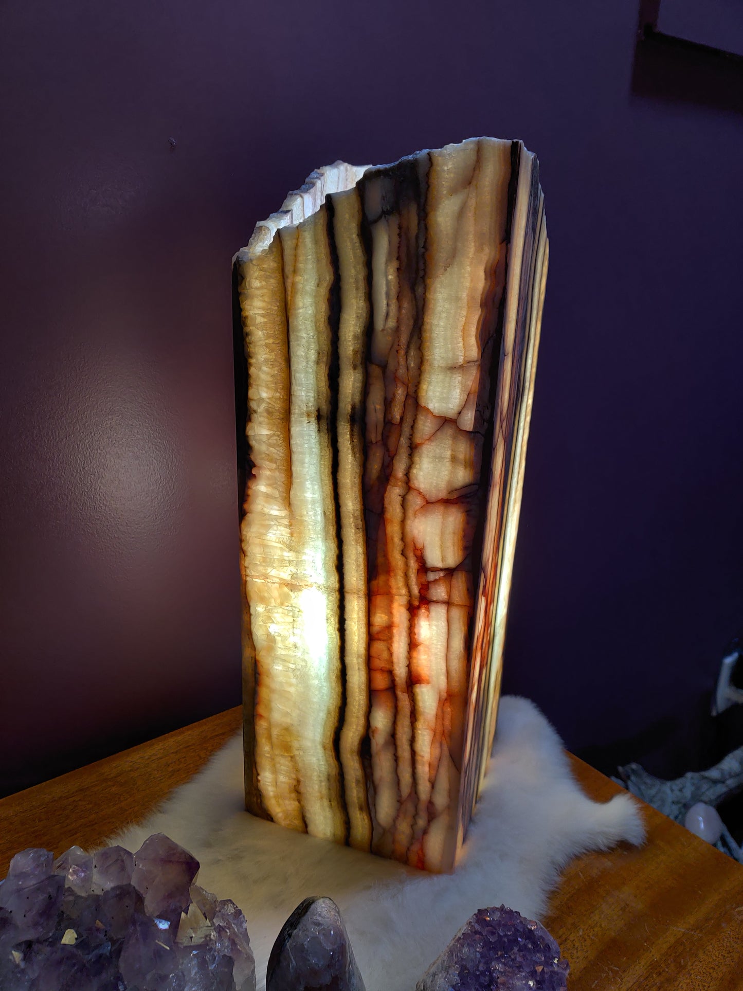 Onyx Rectangular Lamp with Rough Edge - Large