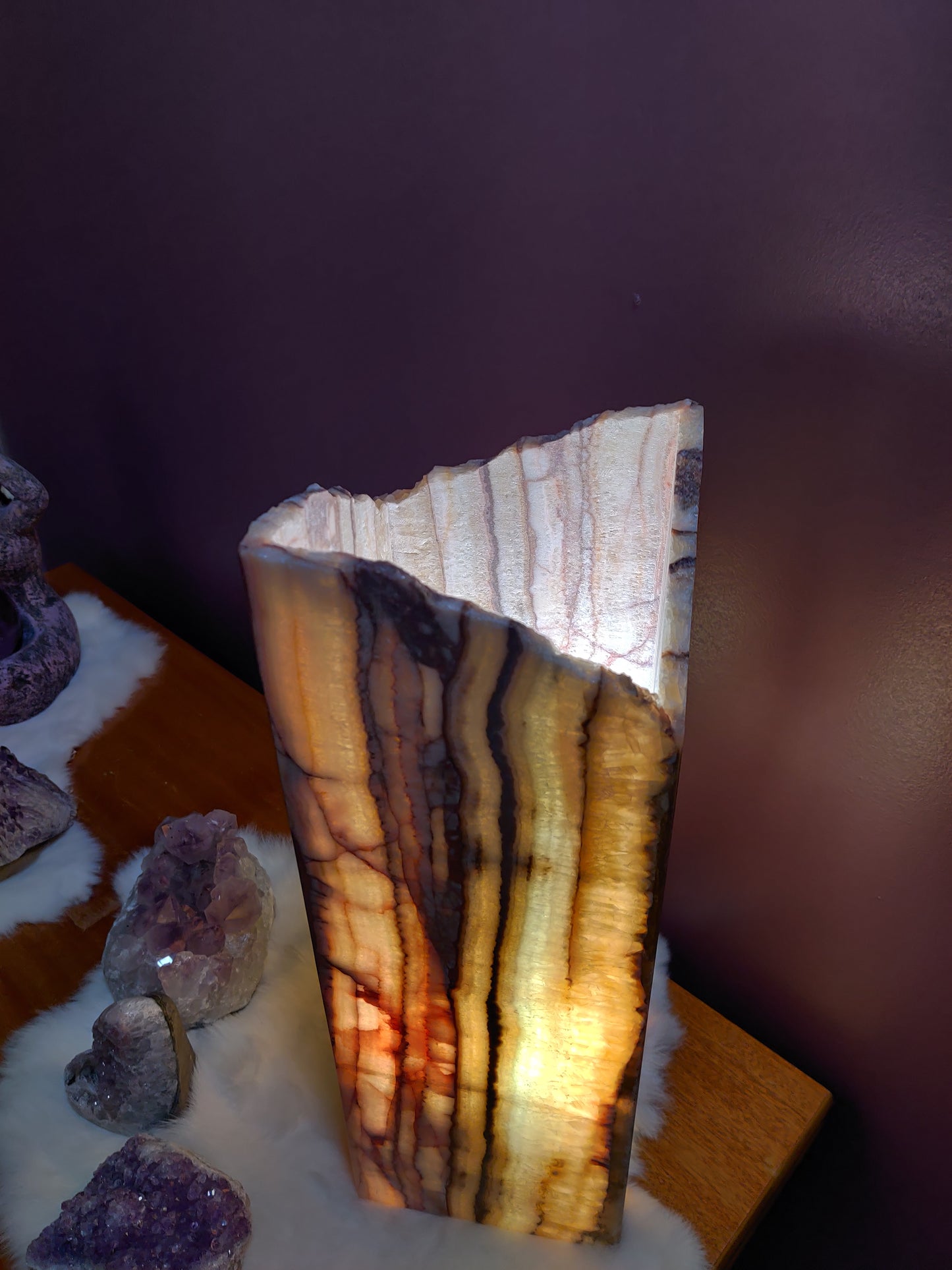Onyx Rectangular Lamp with Rough Edge - Large