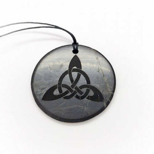 Shungite - Pendant Circle  -  ''Trefoil''