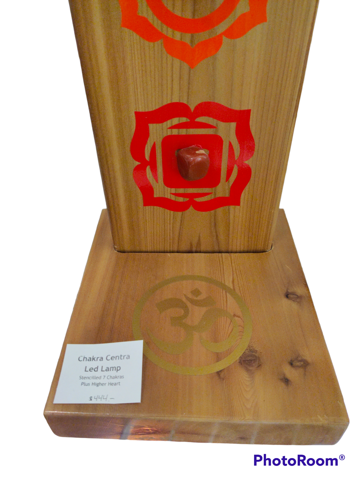 3' High Cedar Wood Chakra Centra Led Light Pillar w/ Stand