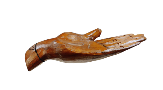 WOOD INCENSE HOLDER-CARVED HAND 9.5″L