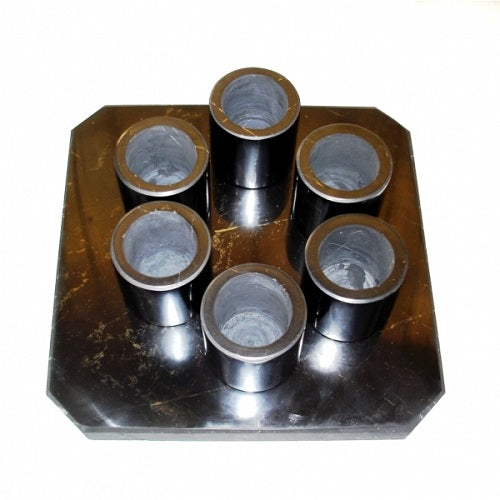 Shungite - Polished - Set of 6 Shot Glasses w/ Plate