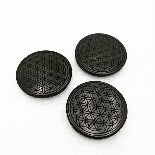 Shungite - Magnet 50 mm - Flower of Life