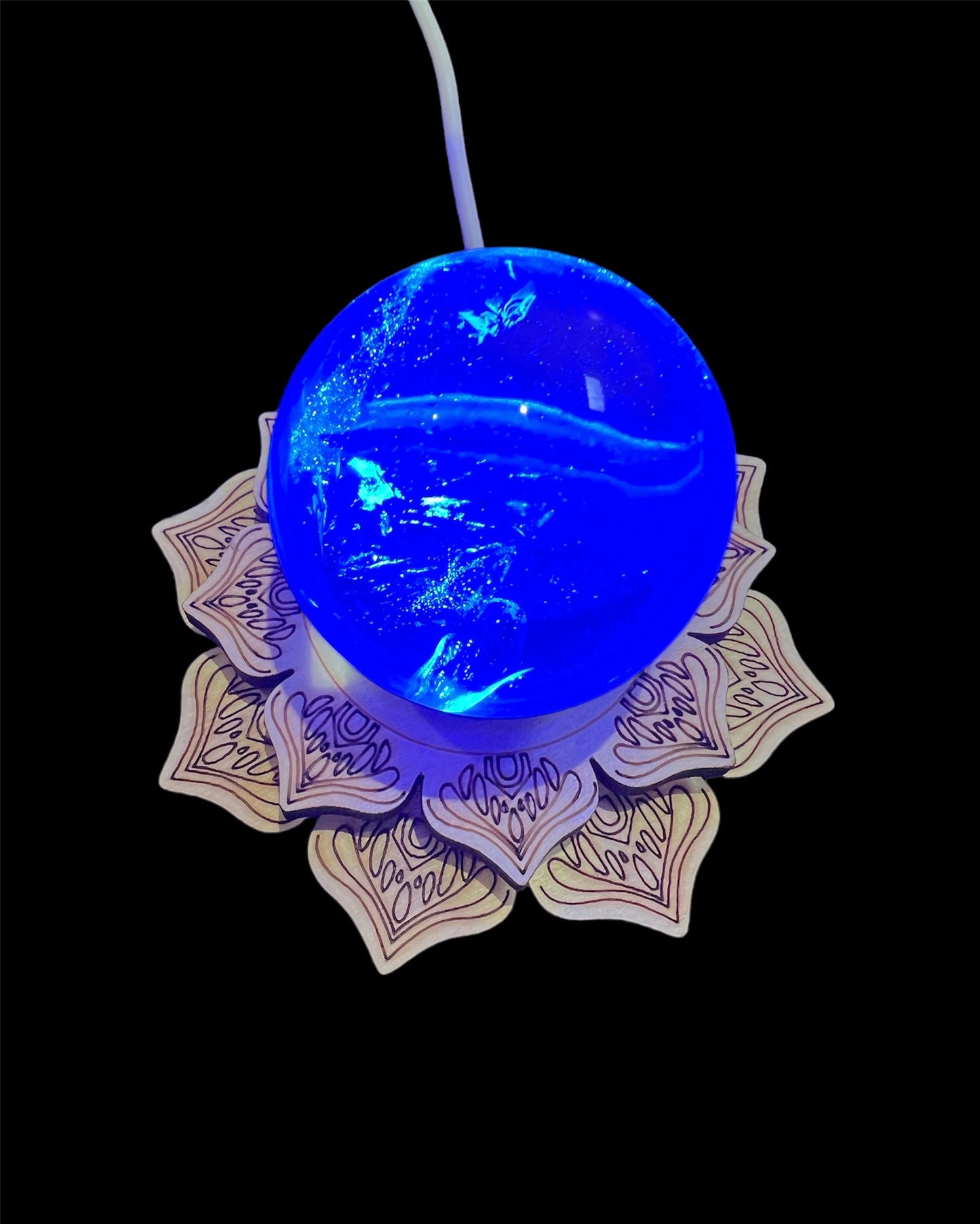 LED Lotus Wooden Light Stand