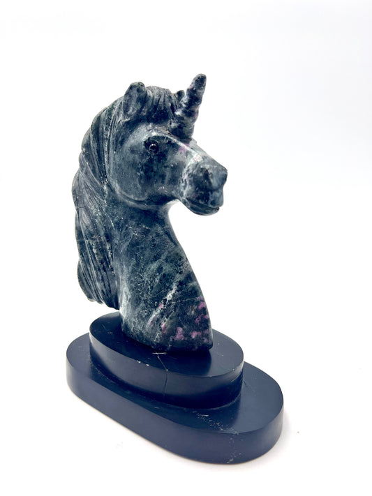 Carved Indigo Gabbro Unicorn