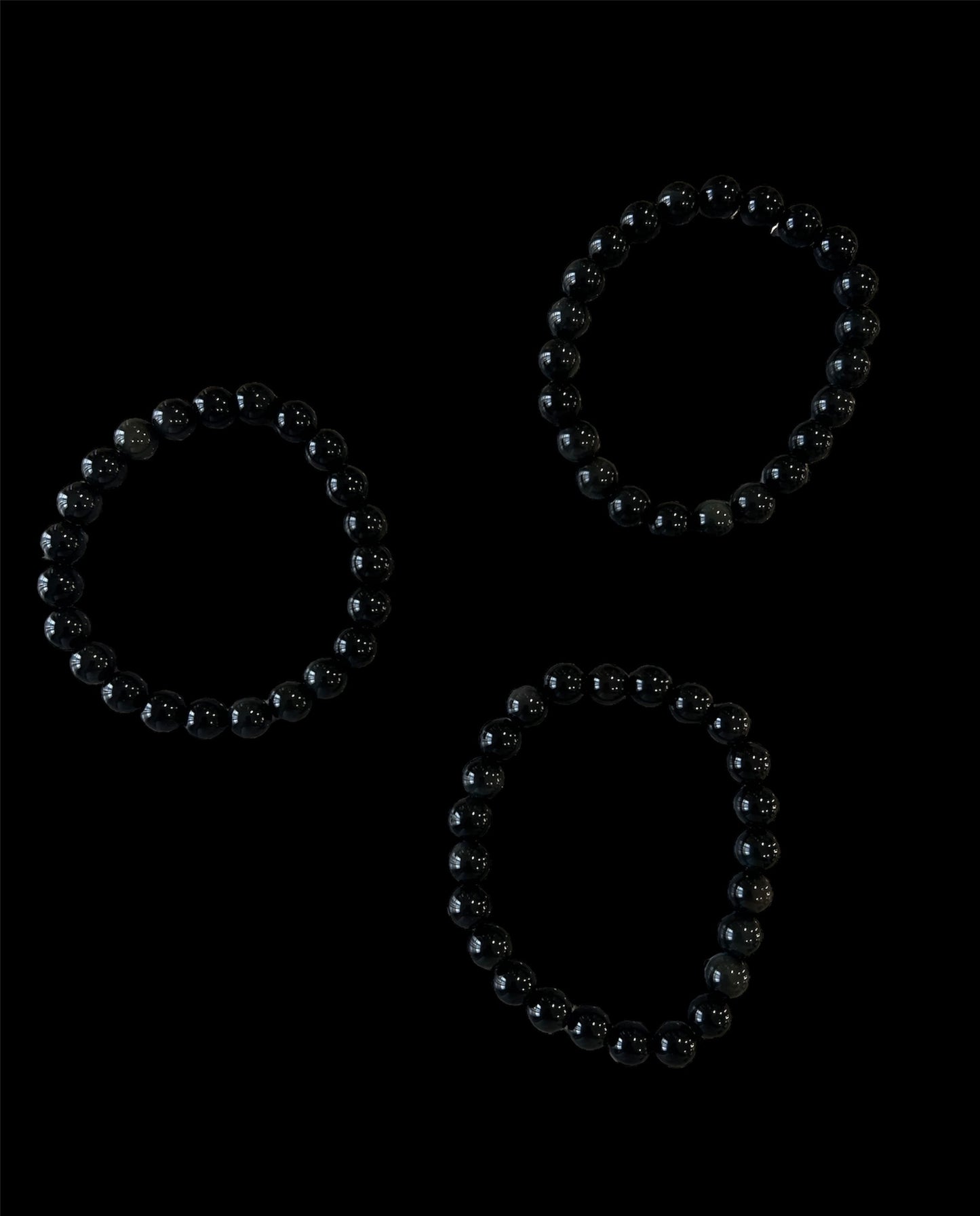 Bracelet- Obsidian, black - 8mm