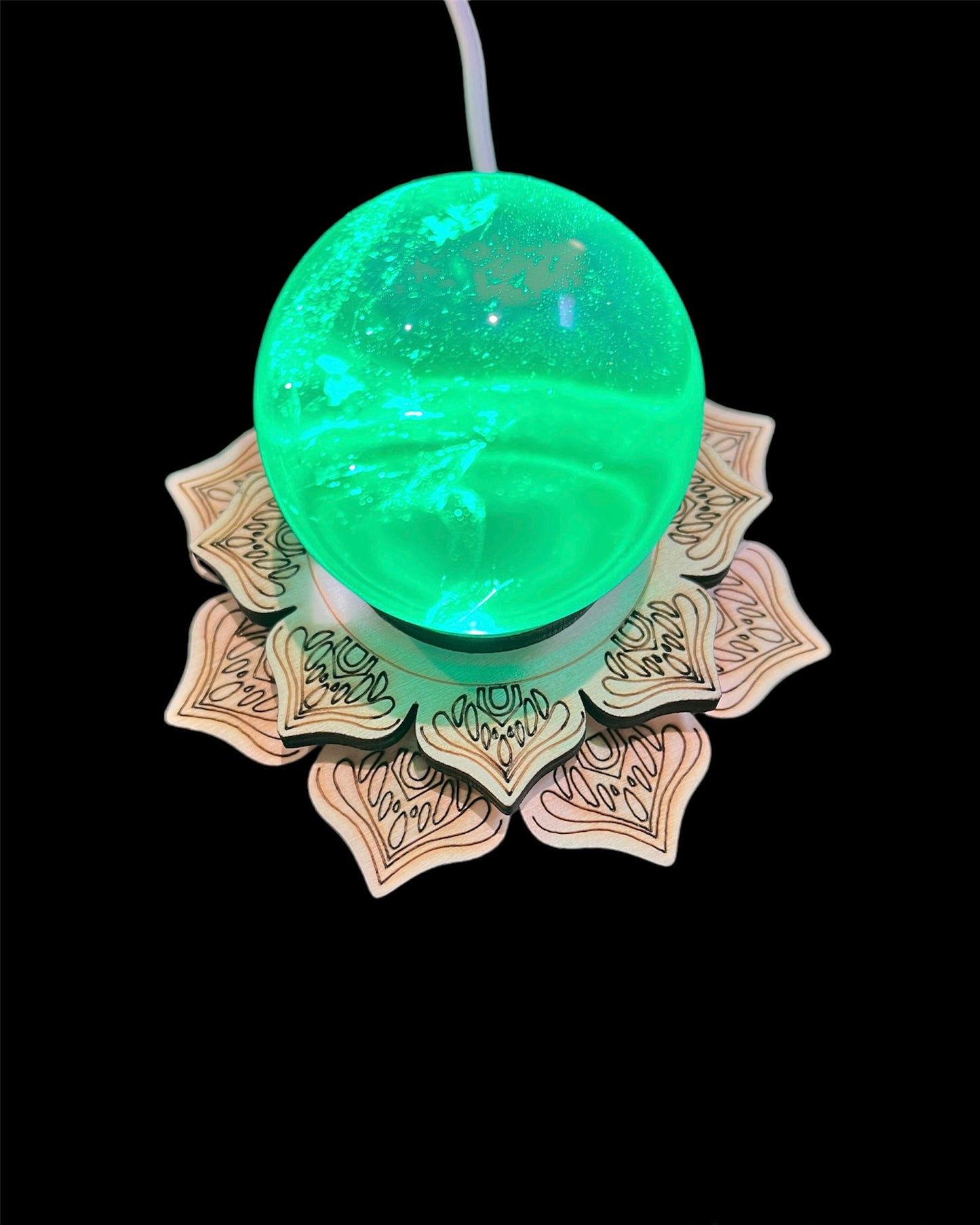 LED Lotus Wooden Light Stand